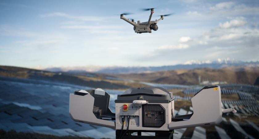 DJI dock station launching a drone for autonomous remote operations